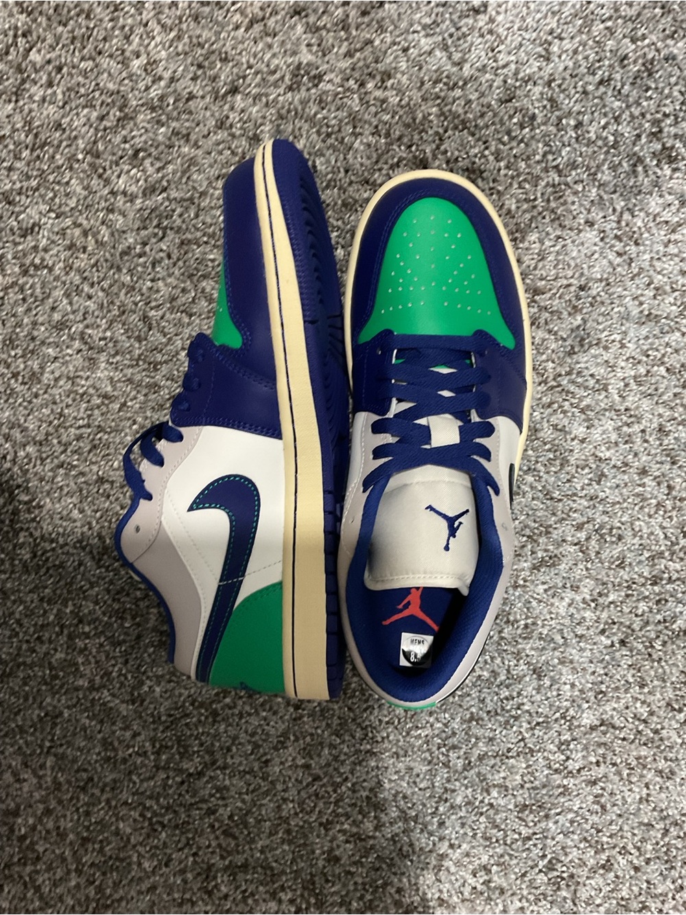 Air Jordan 1 Low Green Blue White (Men’s 8.5) or (Women’s  10)